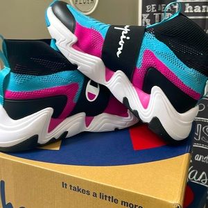 Brand New in the Box Champion Hyper Future Hi Black/Jade/Fuscia